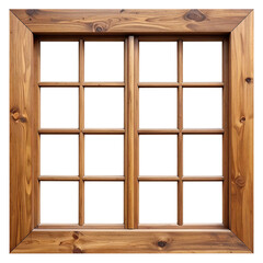 wooden window frame isolated on white and transparent background