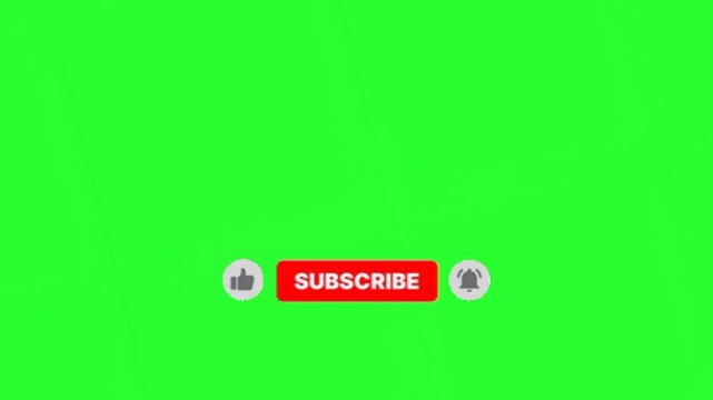 Elevate your YouTube channel with this professional green screen subscribe button animation featuring a clicking hand, like icon, and notification bell