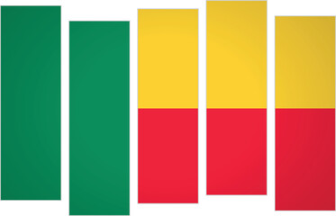 Naklejka premium Flag of Benin. Flag with a design featuring vertical panels in a modular perspective