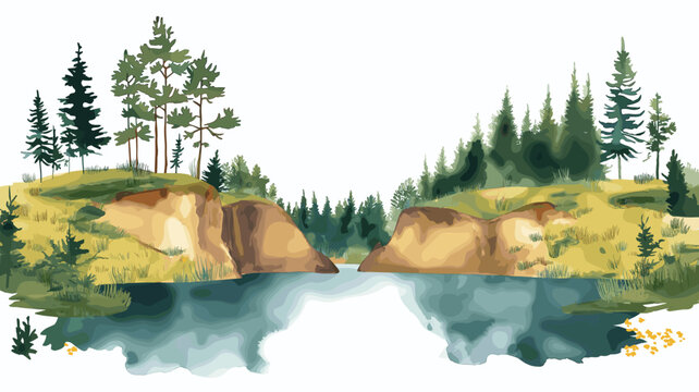 Gauja National Park. Gauja National Park watercolor vector illustration