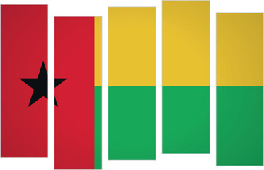 Naklejka premium Flag of Guinea-Bissau. Flag with a design featuring vertical panels in a modular perspective