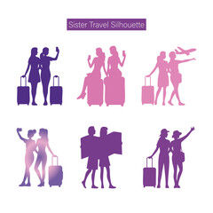 sister travel silhouette