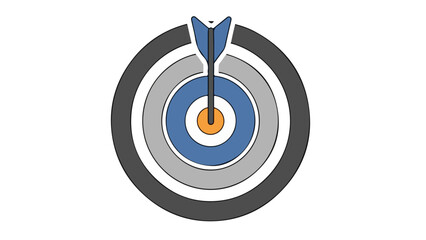 Bullseye Target with Arrow Hit in Center Icon | Success, Goal Achievement, Marketing Strategy, and Accuracy Concept Flat Vector Illustration