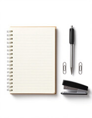 Minimal Office Supplies on White Background