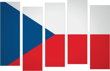 Flag of Czech Republic. Flag with a design featuring vertical panels in a modular perspective