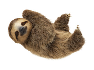 Obraz premium Curled sloth isolated PNG cutout on transparent background