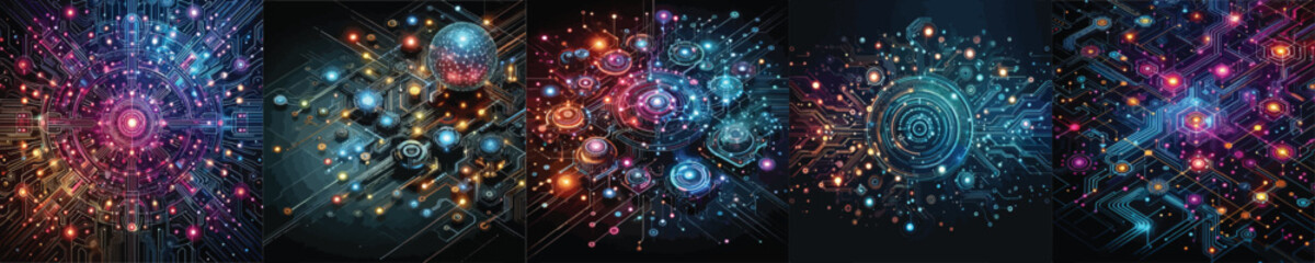 Futuristic technology circuit elements vector