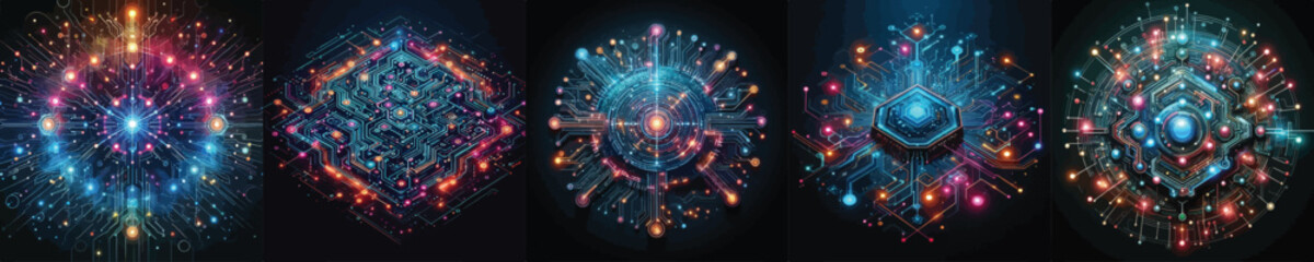 Futuristic technology circuit elements vector