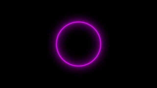 Glowing neon line circle shape, double neon animated line, Stylish neon circle frame, circle loop animation icon , black background. 4k.. ,