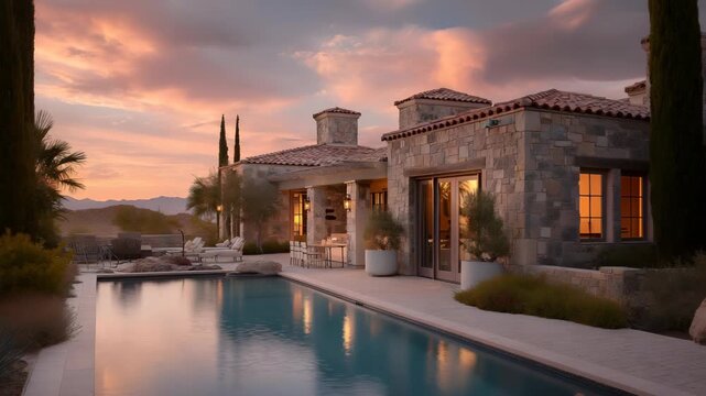 Luxurious Las Vegas home during beautiful sunset hours
