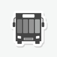 Simple electric bus symbol sticker isolated on gray background