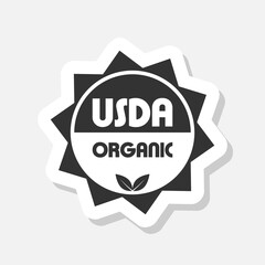 USDA organic certified stamp Icon sticker isolated on gray background