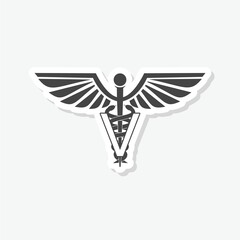 Veterinary caduceus symbol icon sticker isolated on gray background