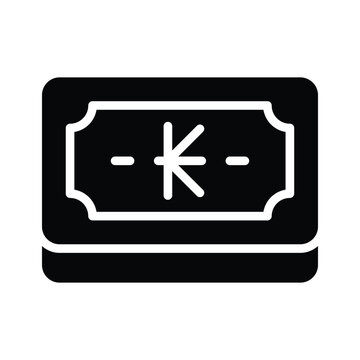 Well designed glyph icon showing laotian kip currency concept