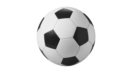 Fototapeta premium Black and white soccer ball with pentagons isolated on a transparent background