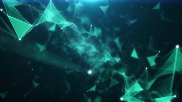 Abstract glowing teal digital futuristic polygonal structure background representing data networks global connectivity science big technology and complex communication systems