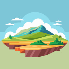 Fototapeta premium Stylized Mountain Landscape with Floating Islands