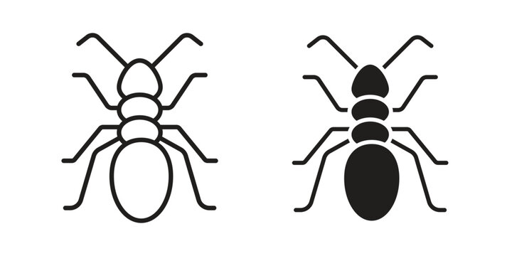 Ant icon set. Black icon on white background
