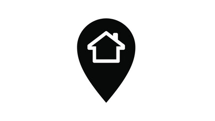 Obraz premium a black location pin icon with a house symbol simple silhouette