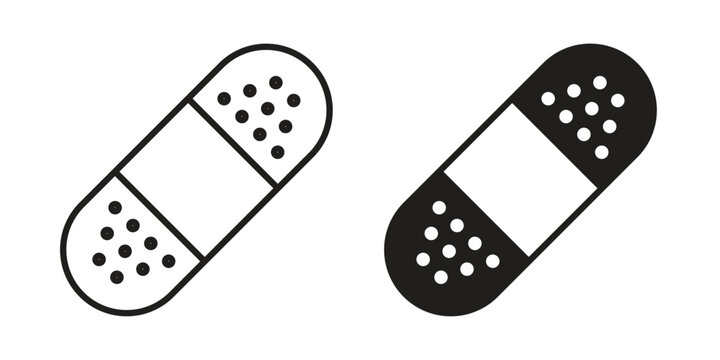 Band aid icon set. Black icon on white background