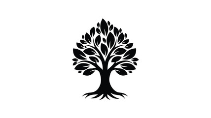Obraz premium a striking black tree silhouette against a bright white background detailed design