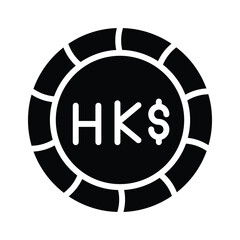 Easy to edit glyph icon showing hong kong dollar currency