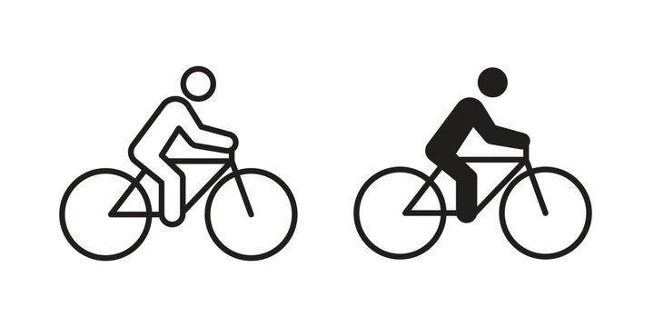 Bicycle rider icon set. Black icon on white background