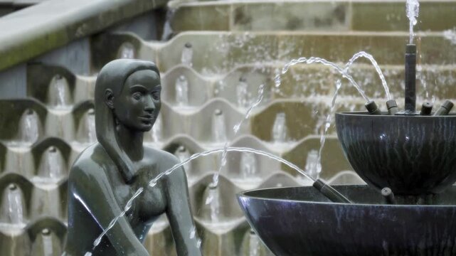 Slow motion detail of Victoria Square Fountain Sculpture, Birmingham UK.
Close-up detail of the modern fountain sculpture in Victoria Square, Birmingham, England, shot at 100fps.