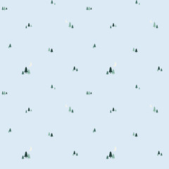 Fototapeta premium Scandi Winter Forest Repeat Pattern with Mystical Moon 
