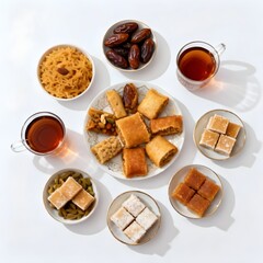 Eid-ul-Fitr food table flat lay