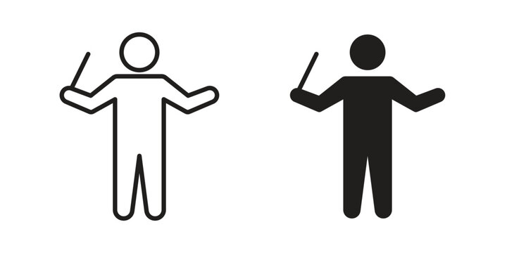 Conductor icon set. Black icon on white background