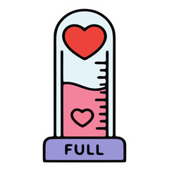 Creative love meter indicator showing full love meter level for dating app love meter progress, vector illustration.