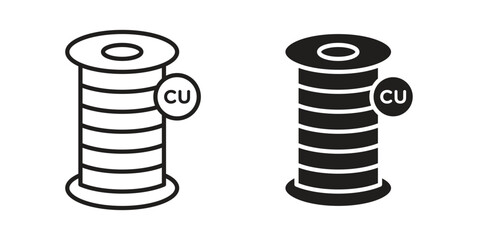 Copper icon set. Black icon on white background