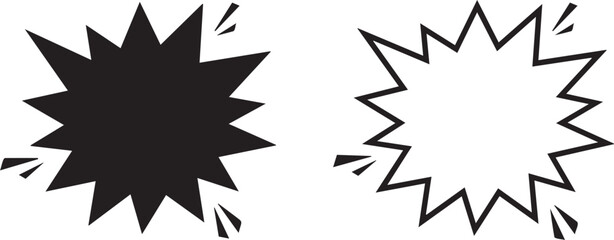 Black and White Comic Burst Speech Bubble Vector Set © Farah-Studio