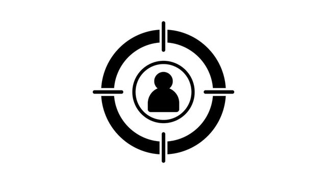 Animated target market icon on white background in 4k