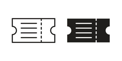 Eticket icon set. Black icon on white background