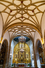 Obraz premium Details of the interior of the Church of San Sebastian in Reinosa, in the Campoo-Los Valles region, Cantabria, Spain, Europe