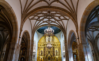 Fototapeta premium Details of the interior of the Church of San Sebastian in Reinosa, in the Campoo-Los Valles region, Cantabria, Spain, Europe