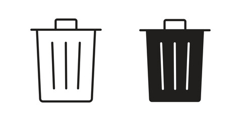 Garbage icon set. Black icon on white background