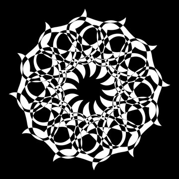 White Floral Mandala Lace Pattern on Black