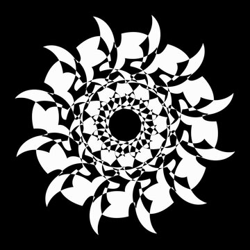 White Floral Mandala Lace Pattern on Black