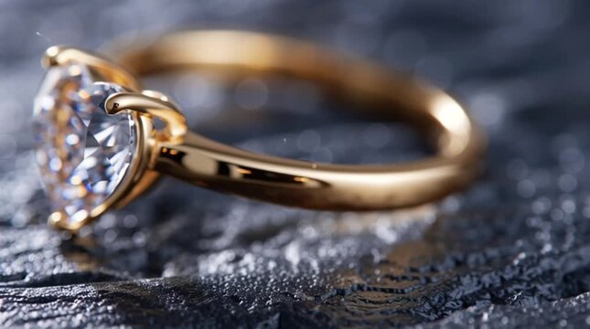 The concept of selling diamond rings for Valentine's Day. A diamond ring in the shape of a heart on a dark background.