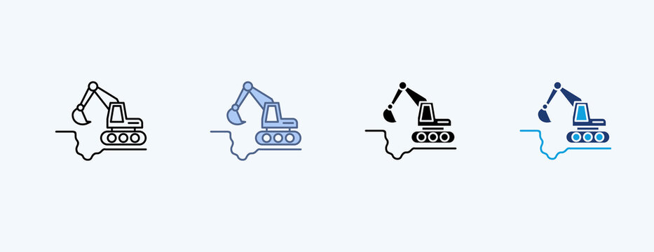 Excavation Multiple Icon Illustration Vector