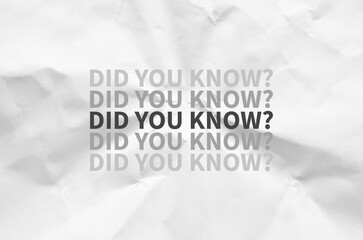 did you know