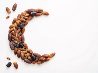 Islamic Prayer Beads Tasbih Arranged in Crescent Moon Shape Ramadan Symbol Worship