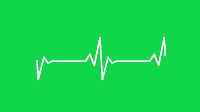 Seamless looping medical heart rhythm diagram animation, EKG heartbeat line 4k video on green screen. Cardiogram monitor to use for healthcare, healthy lifestyle, medical laboratory, cardiology. 
