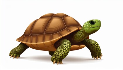 Obraz premium Detailed turtle illustration with brown shell and green skin.