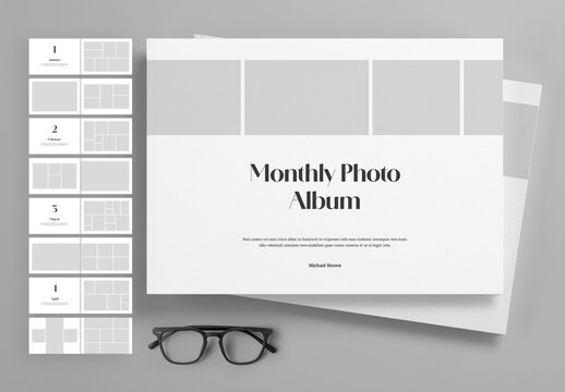 Collage Photos Monthly Album Portfolio Layout
