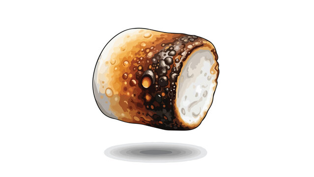 Perfectly Toasted Marshmallow Illustration with Golden Brown Charred Sweetness and Soft Center