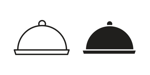 Fototapeta premium Platter icon set. Black icon on white background